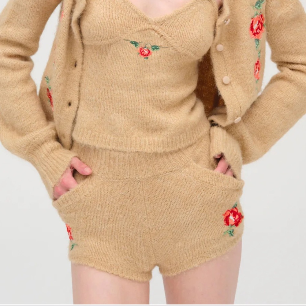 For Love And Lemons Grands Beaded Knit Shorts NWT